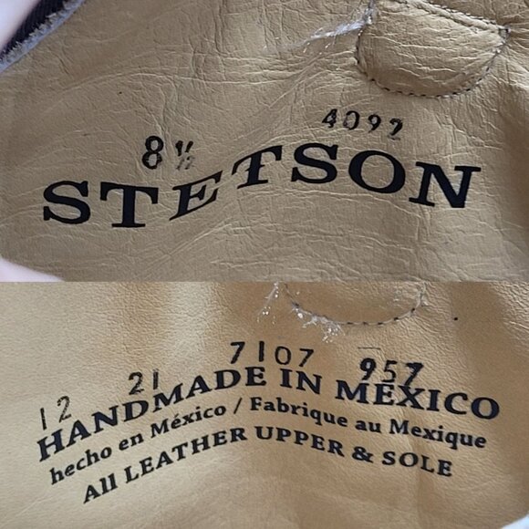 Vtg Stetson‎ Knee-High Brown Woven Leather Equestrian Boots Sz 8.5 Handmade - Picture 3 of 16